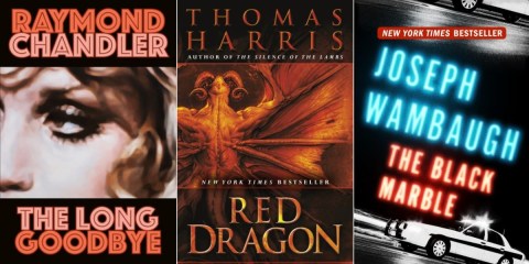 Michael Connelly's 5 Favorite Crime Fiction Books: The Long Goodbye, Red Dragon, The Black Marble book covers