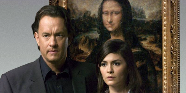 Tom Hanks and Audrey Tautou (foreground) co-star with Mona Lisa in The Da Vinci Code.