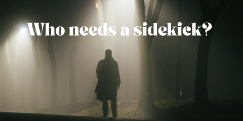 Foggy image with man in the light