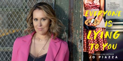 Jo Piazza headshot and book cover of Everyone is Lying to You.