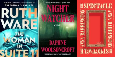 The Woman in Suite 11 book cover, Night Watcher book cover, The Spectacle book cover.